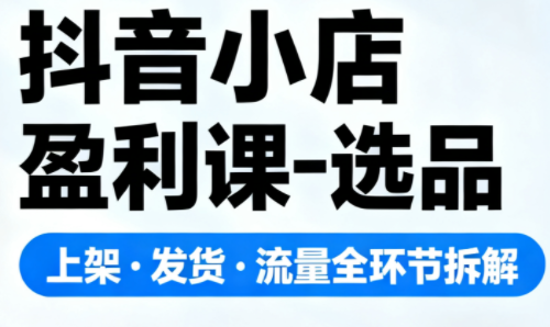 抖音小店盈利课-选品·上架·发货·流量全环节拆解-泱泱学习社
