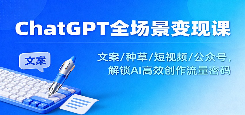 ChatGPT全场景变现课:文案/种草/短视频/公众号,解锁AI高效创作流量密码-泱泱学习社
