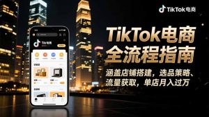 TikTok电商全流程指南，涵盖店铺搭建、选品策略、流量获取，单店月入过万-泱泱学习社