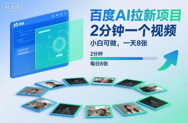 百度AI拉新项目,2分钟一个视频,小白可做,一天8张【附案例+保姆级教程】-泱泱学习社