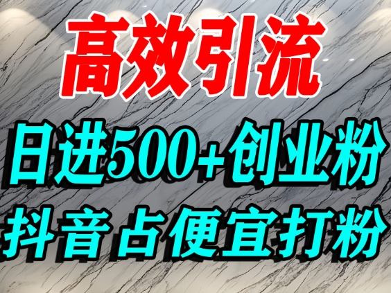 怎么打创业粉？抖音利用占便宜心理引流创业粉，单人日引500+精准流量-泱泱学习社