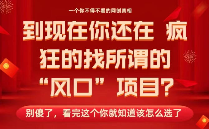 马上26年了，你还在找所谓的风口项目？别傻了，看完这个你全都懂了！【揭秘】-泱泱学习社