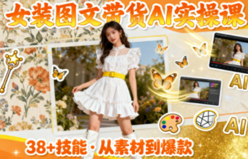 女装图文带货的AI实操课,覆盖38个实用技能,快速提升素材制作效率-泱泱学习社