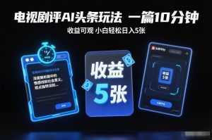 电视剧评AI头条玩法，一篇10分钟，收益可观，小白轻松日入5张+【独家】-泱泱学习社