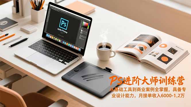 PS进阶大师训练营,从基础工具到商业案例全掌握,具备专业设计能力,月接单收入6000-1.2万-泱泱学习社