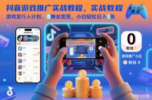 抖音游戏推广实战教程，游戏发行人计划，0粉丝变现，小白轻松日入3张-泱泱学习社