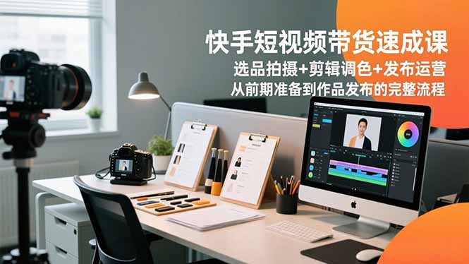 快手短视频带货速成课,选品拍摄+剪辑调色+发布运营,从前期准备到作品发布的完整流程-泱泱学习社