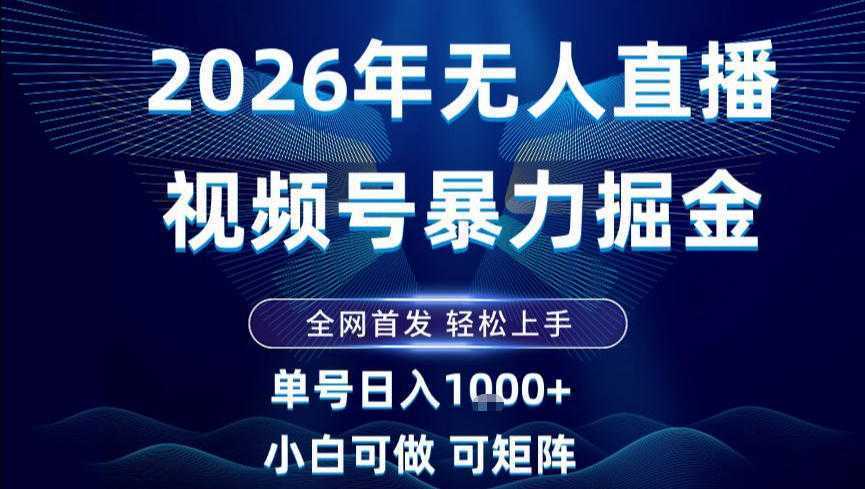 2026最新视频号无人直播掘金，全网首发，小白可以玩，长期稳定日入1k+【揭秘】-泱泱学习社