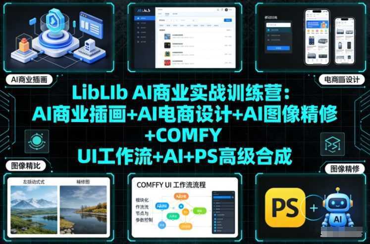 LibLIb AI商业实战训练营：AI商业插画+AI电商设计+AI图像精修+COMFY UI工作流+AI+PS高级合成-泱泱学习社