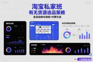 淘宝私家班，有无货源选品策略，高成功率爆款全流程打法，全店动销与淘短+付费引流-泱泱学习社