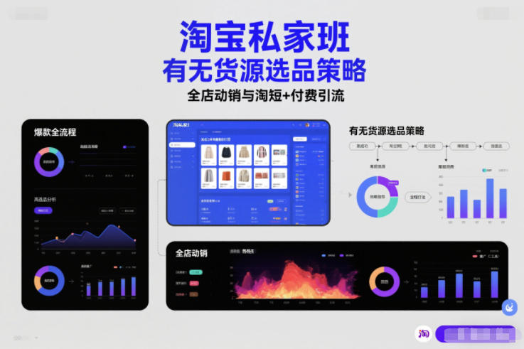 淘宝私家班,有无货源选品策略,高成功率爆款全流程打法,全店动销与淘短+付费引流-泱泱学习社