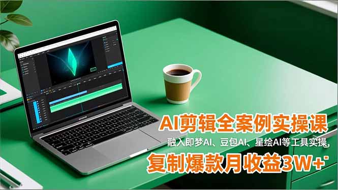 AI剪辑全案例实操课,融入即梦AI、豆包AI、星绘AI等工具实操,复制爆款月收益3W+-泱泱学习社