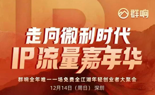 2025ip嘉年华万人12月14深圳线下课，走向微利时代，IP流量嘉年华，实操性极强的商业干货课-泱泱学习社