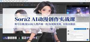 Sora2 AI动漫创作实战课：账号注册/提示词/人物声画一致/短视频变现，轻松出爆款-泱泱学习社