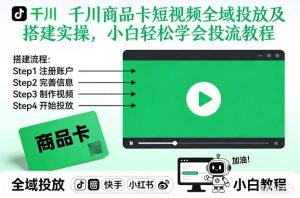 千川商品卡短视频全域投放及搭建实操,小白轻松学会投流教程-泱泱学习社