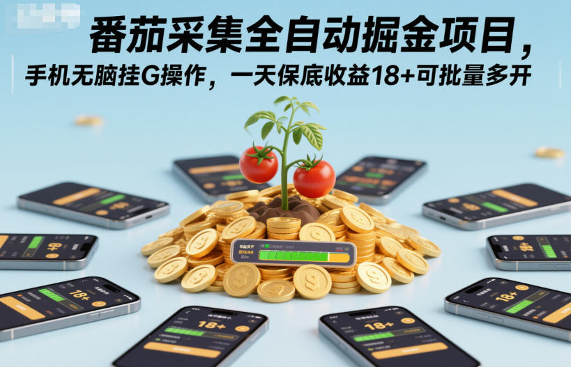 番茄采集全自动掘金项目,手机无脑挂G操作,一天保底收益18+可批量多开【揭秘】-泱泱学习社
