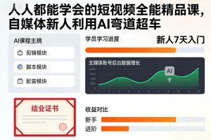 人人都能学会的短视频全能精品课,自媒体新人利用AI弯道超车-泱泱学习社