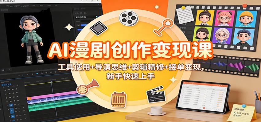 AI漫剧创作变现课:工具使用+导演思维+剪辑精修+接单变现,新手快速上手-泱泱学习社