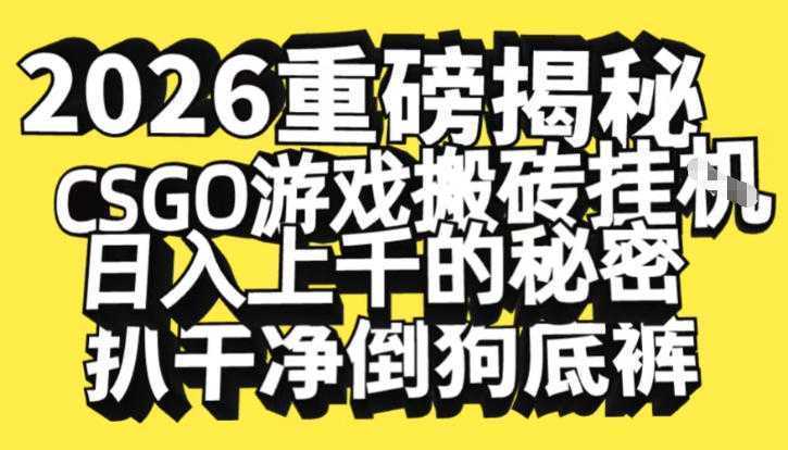 2026开年重磅解密，CSGO游戏搬砖挂G日入1k+的秘密，把倒狗的底裤扒干【揭秘】