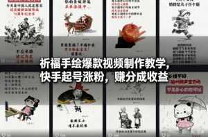 祈福手绘爆款视频制作教学，快手起号涨粉，賺分成收益-泱泱学习社