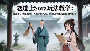 老道士Sora玩法教学:老道士、动漫剧情、美女多种风格,快速上手生成创意视频内容-泱泱学习社