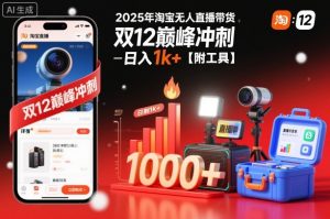 2025年淘宝无人直播带货,冲刺双12,日入1k+【附工具】【揭秘】-泱泱学习社