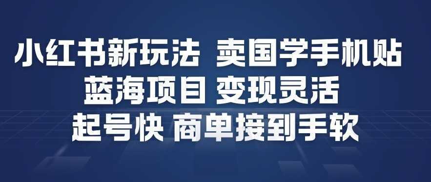 小红书新玩法，卖国学手机贴，蓝海项目，变现灵活，起号快，商单接到手软-泱泱学习社