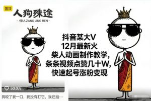 抖音某大V12月最新火柴人动画制作教学，条条视频点赞几十W，快速起号涨粉变现-泱泱学习社