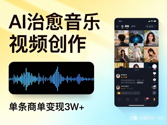 AI做治愈音乐视频,多平台投稿,单条商单变现3W+-泱泱学习社