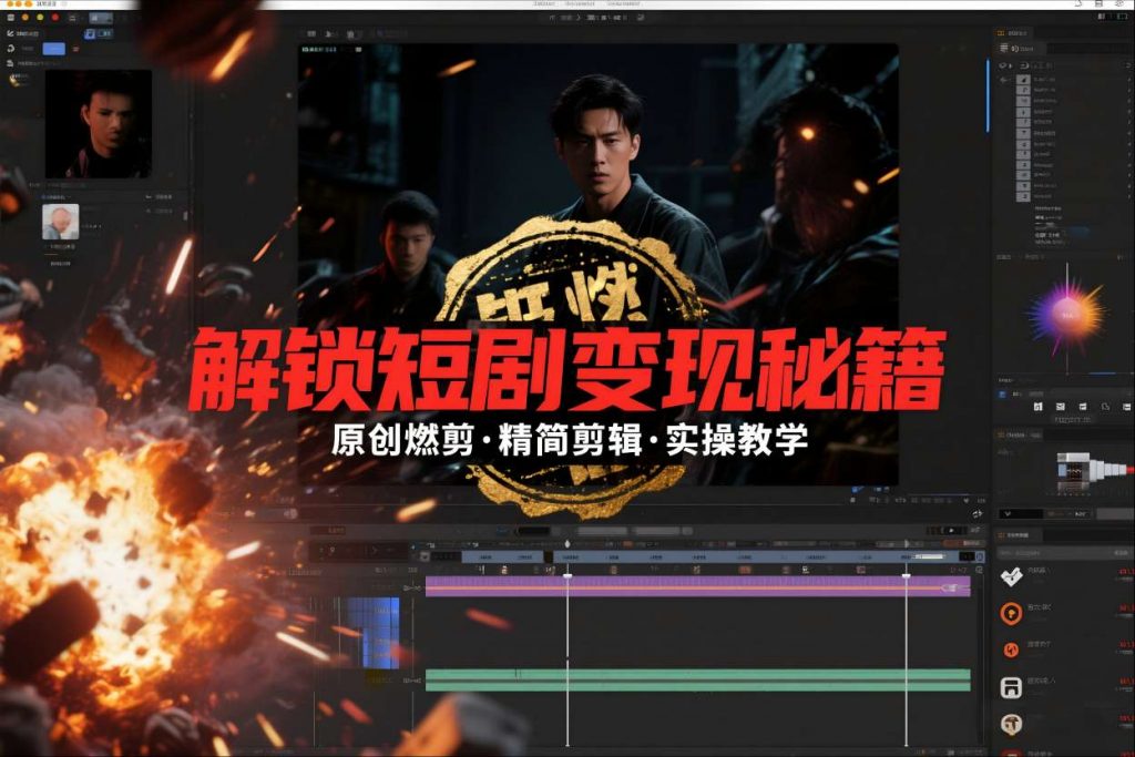 短剧拉新之原创燃剪精简剪辑实操课，解锁短剧变现秘籍-泱泱学习社