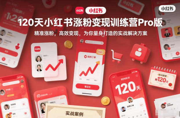 120天小红书涨粉变现训练营Pro版,精准涨粉,高效变现,为你量身打造的实战解决方案-泱泱学习社