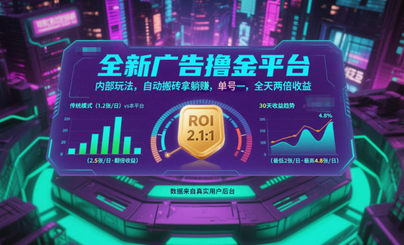 全新广告撸金平台,内部玩法,自动搬砖拿躺賺,单号一天保底2张+,全天两倍收益【揭秘】-泱泱学习社