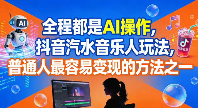 全程都是AI操作,抖音汽水音乐人玩法,普通人最容易变现的方法之一-泱泱学习社