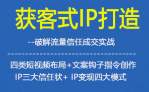 获客型IP打造，破解流量信任成，四类短视频布局+文案钩子指令创作IP三大信任状+IP变现四大模式-泱泱学习社