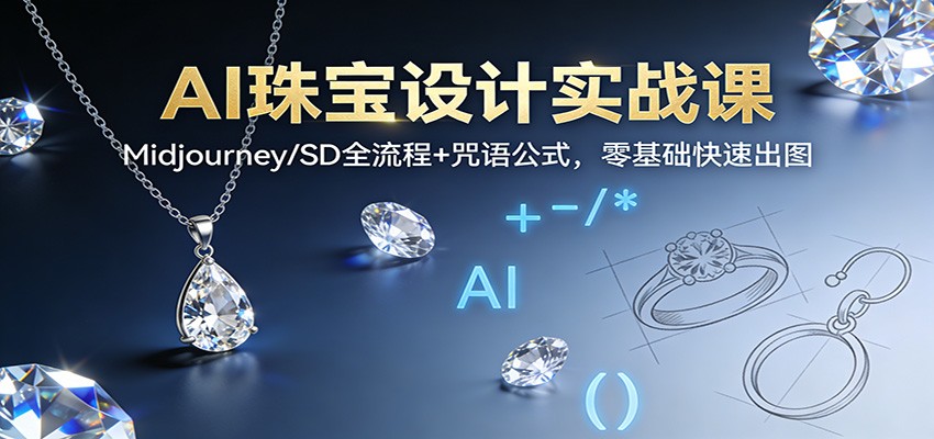 图片[1]-AI珠宝设计实战课：Midjourney/SD全流程+咒语公式，零基础快速出图-泱泱学习社