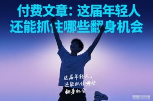 付费文章：这届年轻人，还能抓住哪些翻身机会-泱泱学习社