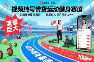 视频号带货运动健身赛道,纯直播推荐,流量巨大,单月带货10W+-泱泱学习社