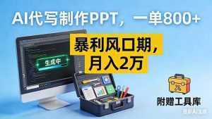 AI代写制作PPT，一单800+， 暴利风口期，月入2万【附工具】-泱泱学习社
