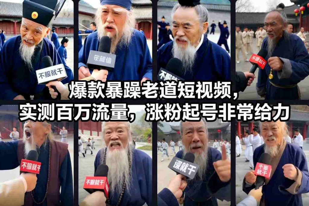 爆款暴躁老道短视频，实测百万流量，涨粉起号非常给力-泱泱学习社