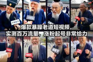 爆款暴躁老道短视频，实测百万流量，涨粉起号非常给力-泱泱学习社