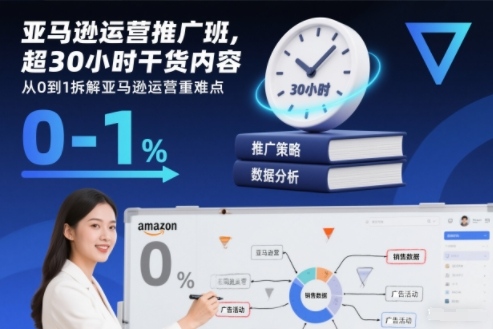 亚马逊运营推广班,超30小时干货内容,从0到1拆解亚马逊运营重难点-泱泱学习社