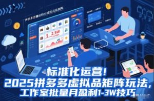 标准化运营！2025拼多多虚拟品矩阵玩法，工作室批量月盈利1-3W技巧【揭秘】-泱泱学习社