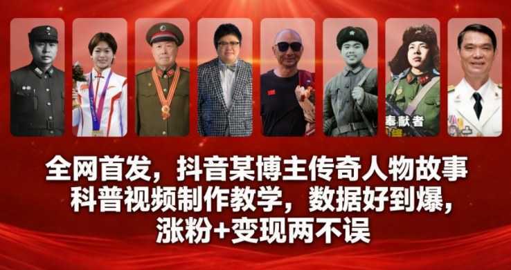全网首发，抖音某博主传奇人物故事科普视频制作教学，数据好到爆，涨粉+变现两不误