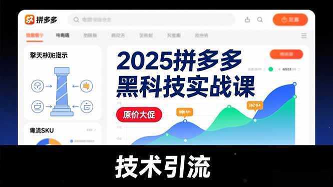2025拼多多黑科技实战课，擎天柱玩法、爆流SKU、原价大促，技术引流，单店日销轻松破千单-泱泱学习社
