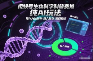 视频号生物科学科普赛道，纯AI玩法，操作方法简单，日入多张，项目稳定-泱泱学习社