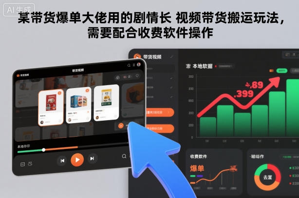 某带货爆单大佬用的剧情长视频带货搬运玩法，需要配合收费软件操作-泱泱学习社