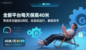 全新平台每天保底40米，零成本无脑挂G项目，全自动运行，解放双手【揭秘】-泱泱学习社
