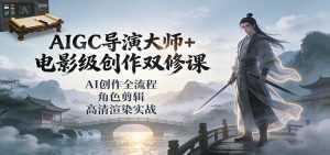 AIGC导演大师+电影级创作双修课：AI创作全流程、角色剪辑、高清渲染实战-泱泱学习社