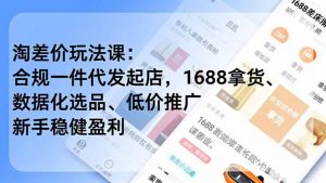 淘差价玩法课:合规一件代发起店,1688拿货、数据化选品、低价推广,新手稳健盈利(更新12月-泱泱学习社