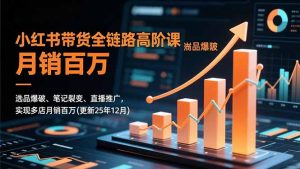 小红书带货全链路高阶课,选品爆破、笔记裂变、直播推广,实现多店月销百万(更新25年12月-泱泱学习社